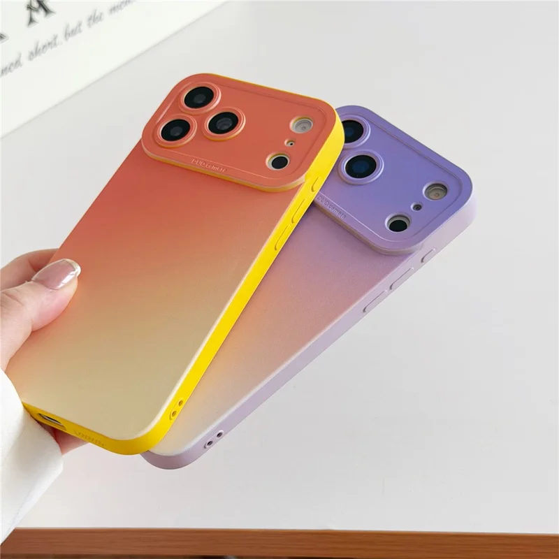 For iPhone 17 Pro Case Precision Cutout Gradient TPU Shockproof Protective Phone Cover - Orange Yellow