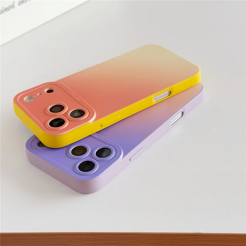 For iPhone 17 Pro Case Precision Cutout Gradient TPU Shockproof Protective Phone Cover - Orange Yellow