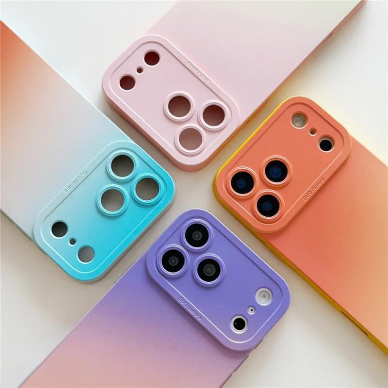 For iPhone 17 Pro Case Precision Cutout Gradient TPU Shockproof Protective Phone Cover - Orange Yellow