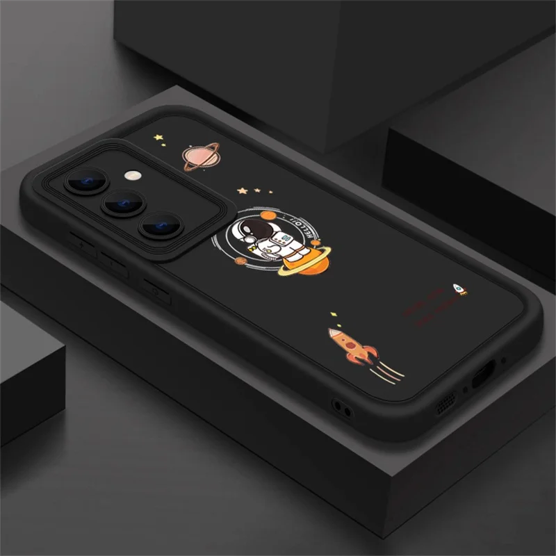For Samsung Galaxy S26 Case Cartoon Space Theme Astronaut Pattern TPU Phone Protective Cover - A831 / Black