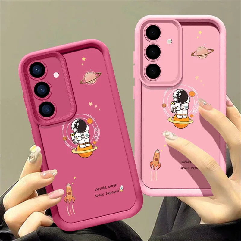 For Samsung Galaxy S26 Case Cartoon Space Theme Astronaut Pattern TPU Phone Protective Cover - A831 / Black