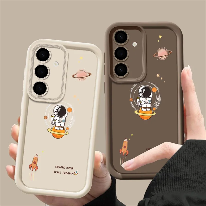 For Samsung Galaxy S26 Case Cartoon Space Theme Astronaut Pattern TPU Phone Protective Cover - A831 / Black
