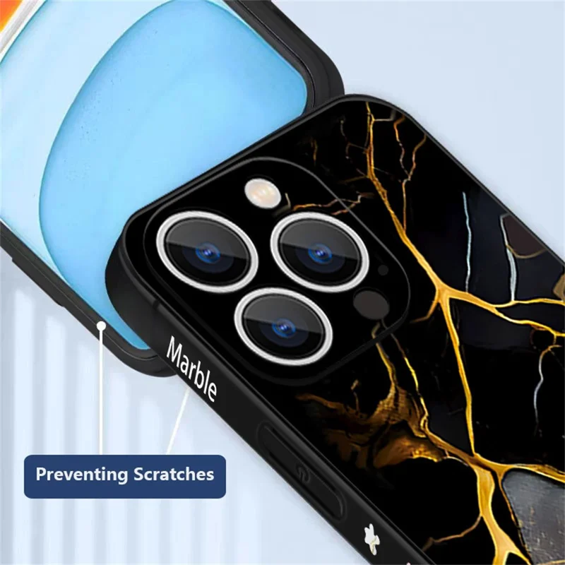 For iPhone 17 Pro Max Case Marble Pattern Liquid Silicone Straight Edge Protective Phone Cover - B194B4 / Antique White
