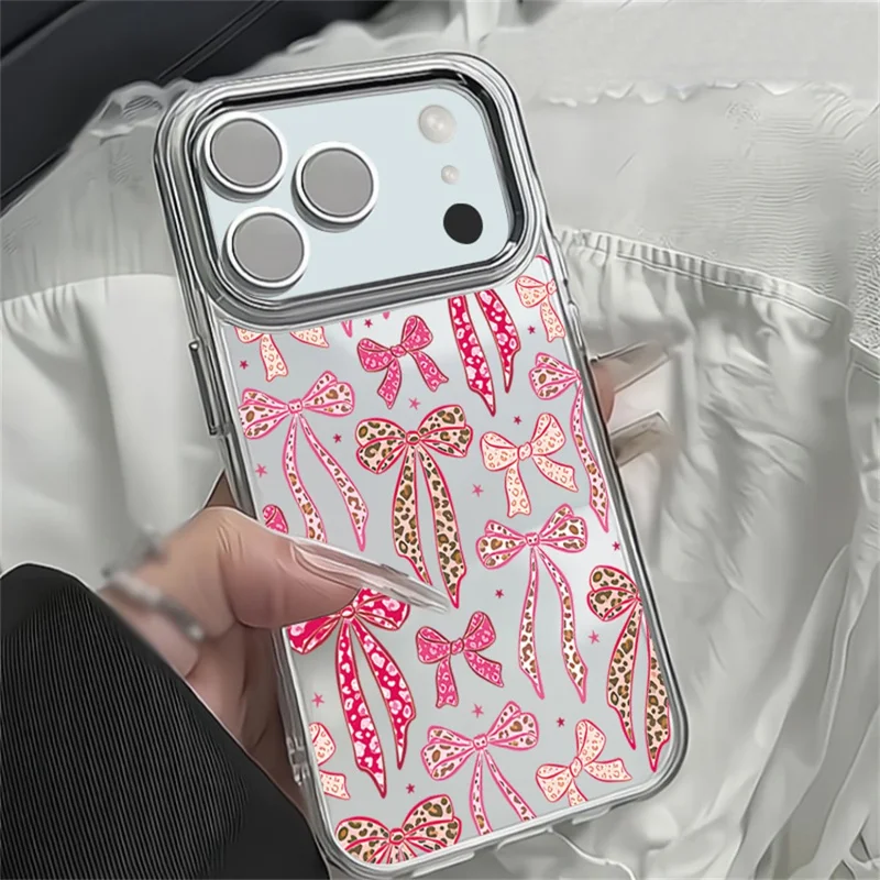 For iPhone 17 Pro Max Case Bow Pattern UV Printing Soft TPU Phone Cover with Camera Lens Frame - B118TR