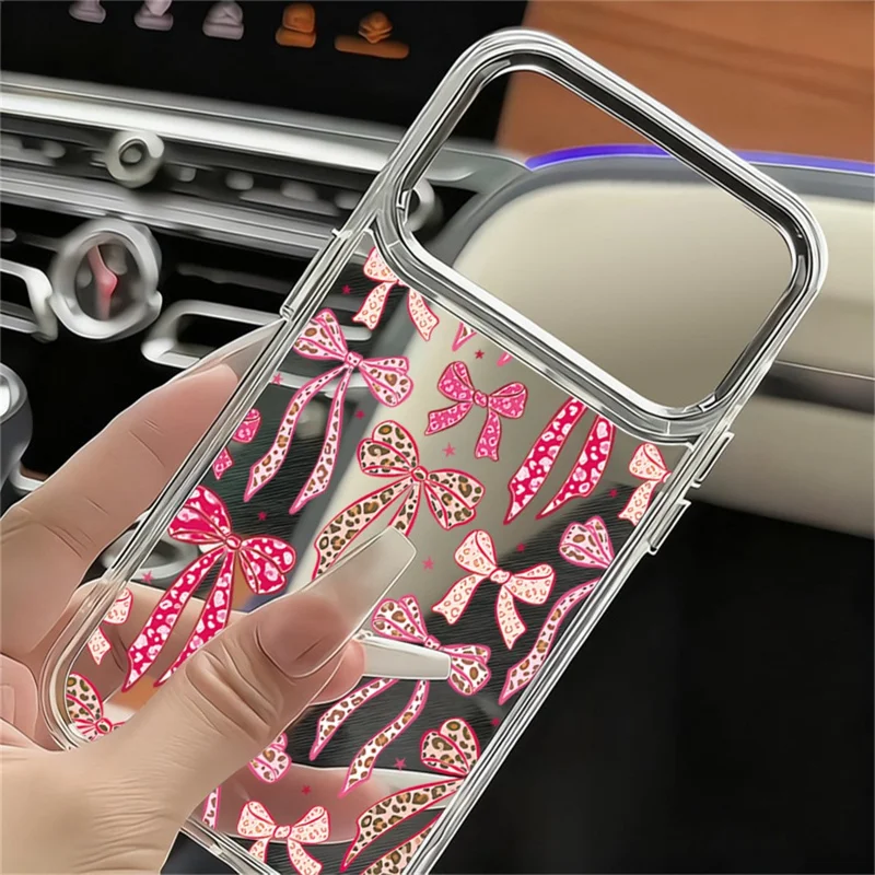 For iPhone 17 Pro Case Bow Pattern UV Printing Soft TPU Phone Cover with Camera Lens Frame - B118TR