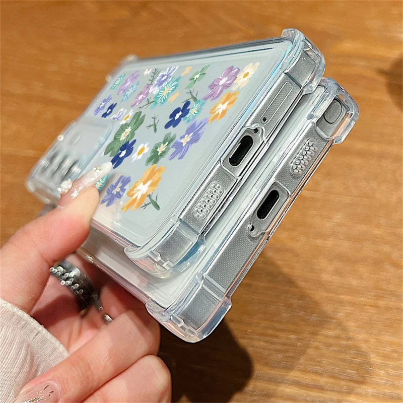 For Samsung Galaxy S26 Case Floral Pattern Clear TPU Four Corner Protection Phone Cover - A621 / Full-Screen Flowers