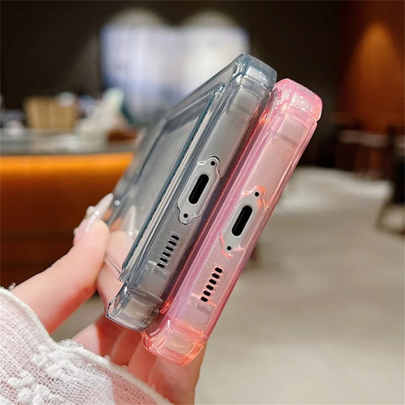 For Samsung Galaxy S25 Case Astronaut Space Cartoon Pattern 4-Corner Shockproof TPU Phone Cover with Card Slot - Light Grey