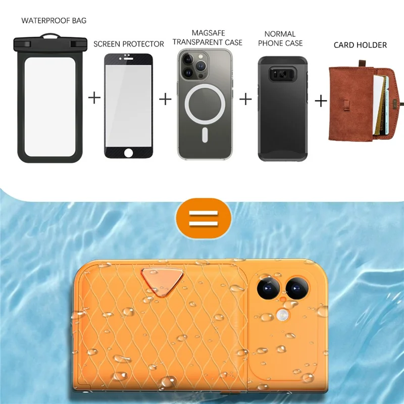 SHELLBOX for iPhone 17 Waterproof Case IP68 2m Shockproof Phone Cover with Strap - Orange