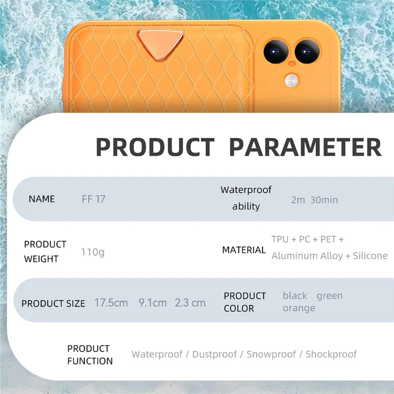 SHELLBOX for iPhone 17 Waterproof Case IP68 2m Shockproof Phone Cover with Strap - Orange