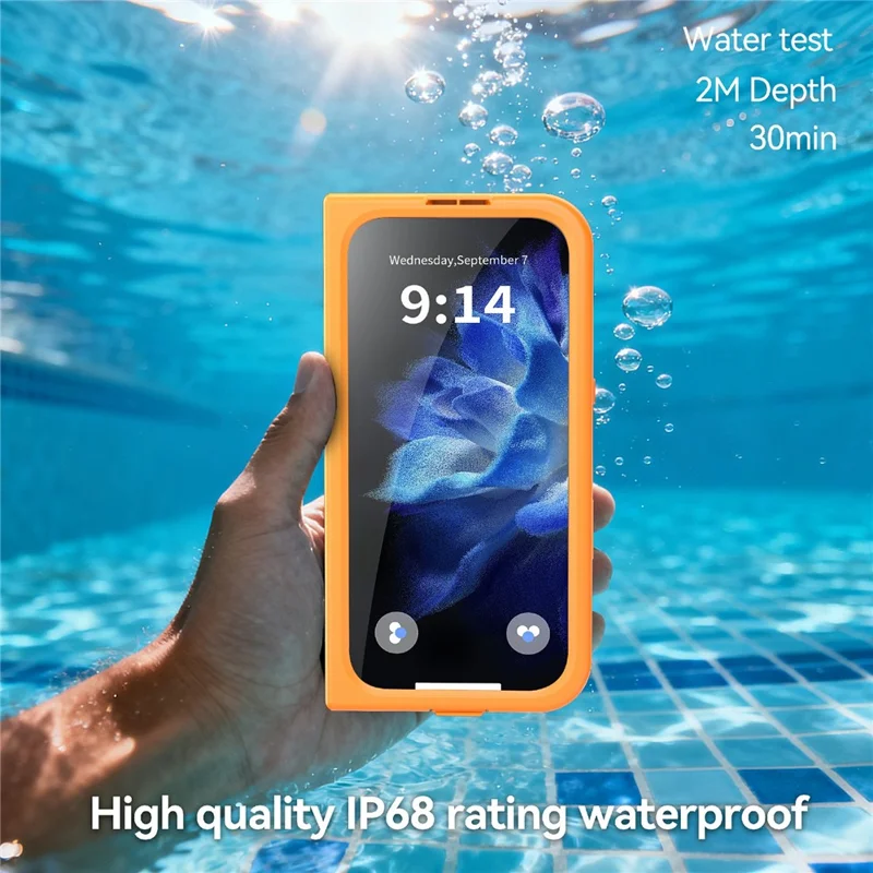 SHELLBOX for iPhone 17 Waterproof Case IP68 2m Shockproof Phone Cover with Strap - Orange