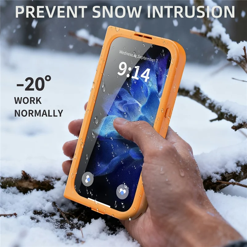 SHELLBOX for iPhone 17 Waterproof Case IP68 2m Shockproof Phone Cover with Strap - Orange