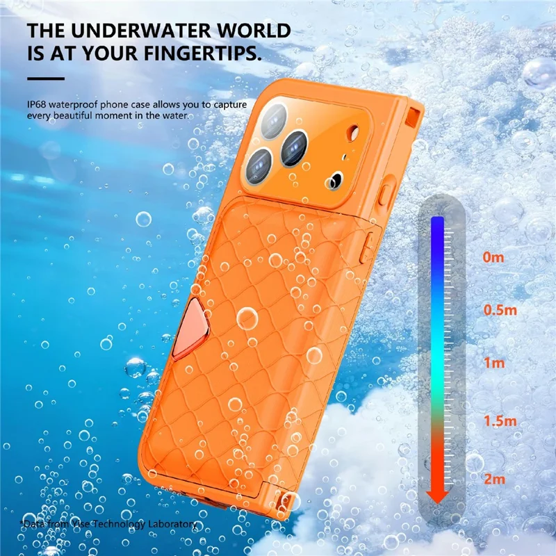 SHELLBOX for iPhone 17 Pro Waterproof Case IP68 2m Shockproof Phone Cover with Strap - Orange