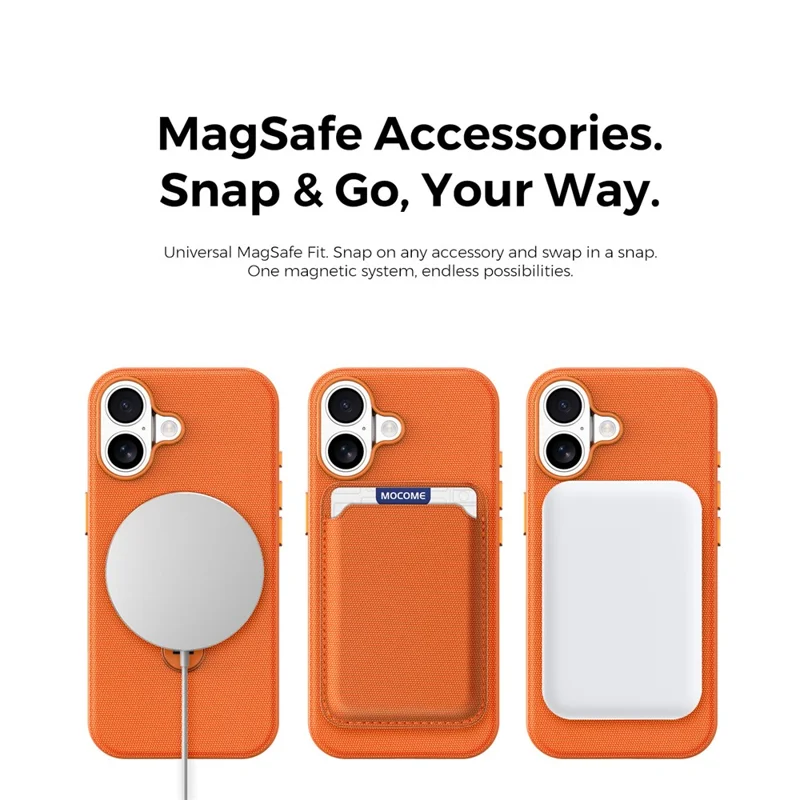 For iPhone 17 Case Magnetic Rotating Kickstand Tech Fabric TPU Protective Cover - Orange