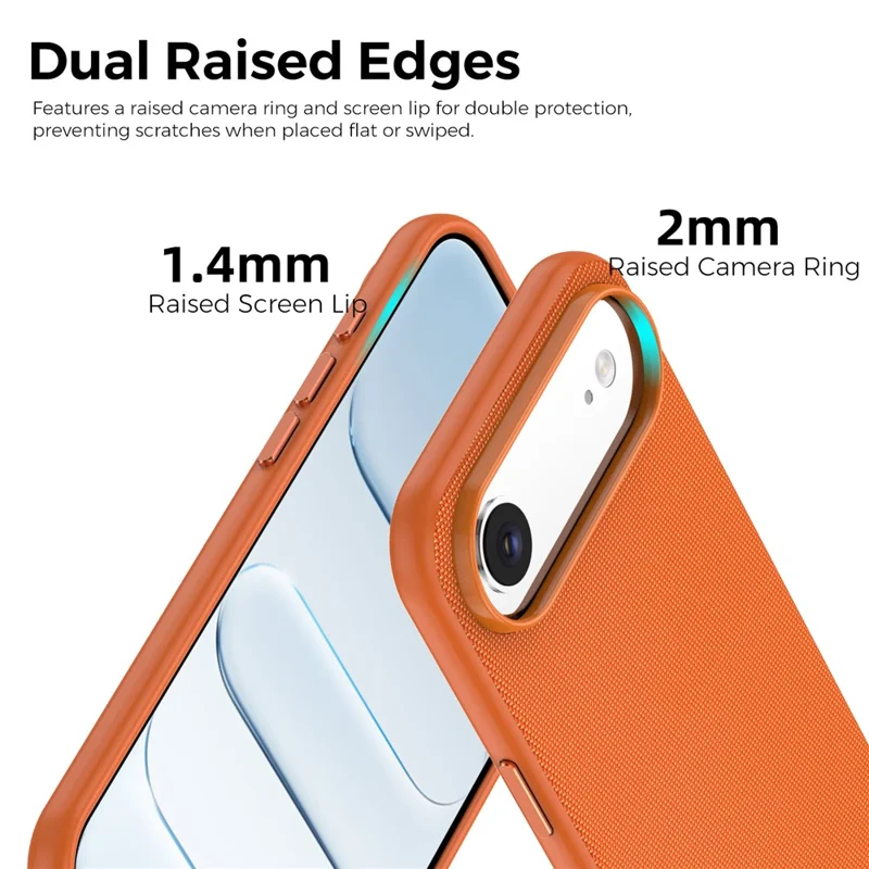 For iPhone Air Case Magnetic Rotating Kickstand Tech Fabric TPU Protective Cover - Orange