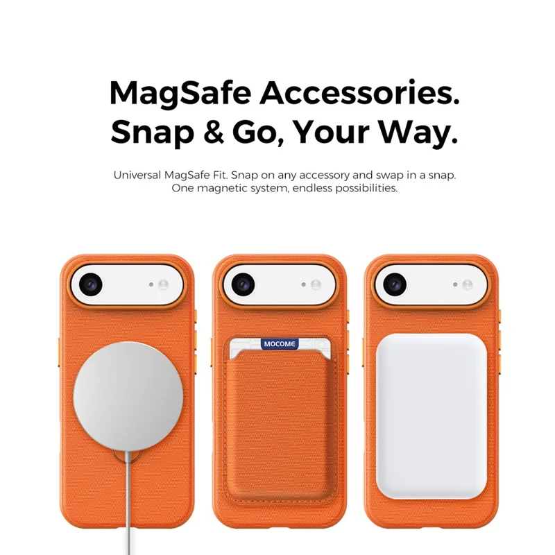For iPhone Air Case Magnetic Rotating Kickstand Tech Fabric TPU Protective Cover - Orange