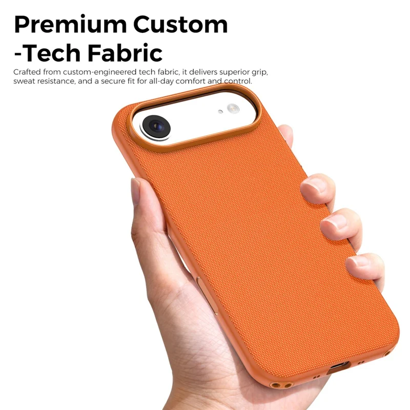 For iPhone Air Magnetic Case Tech Fabric Coated TPU + PC Anti-Drop Phone Cover - Orange