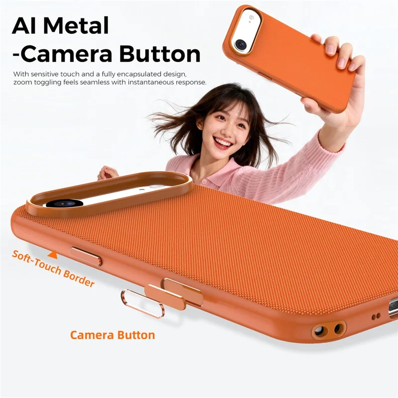 For iPhone Air Magnetic Case Tech Fabric Coated TPU + PC Anti-Drop Phone Cover - Orange