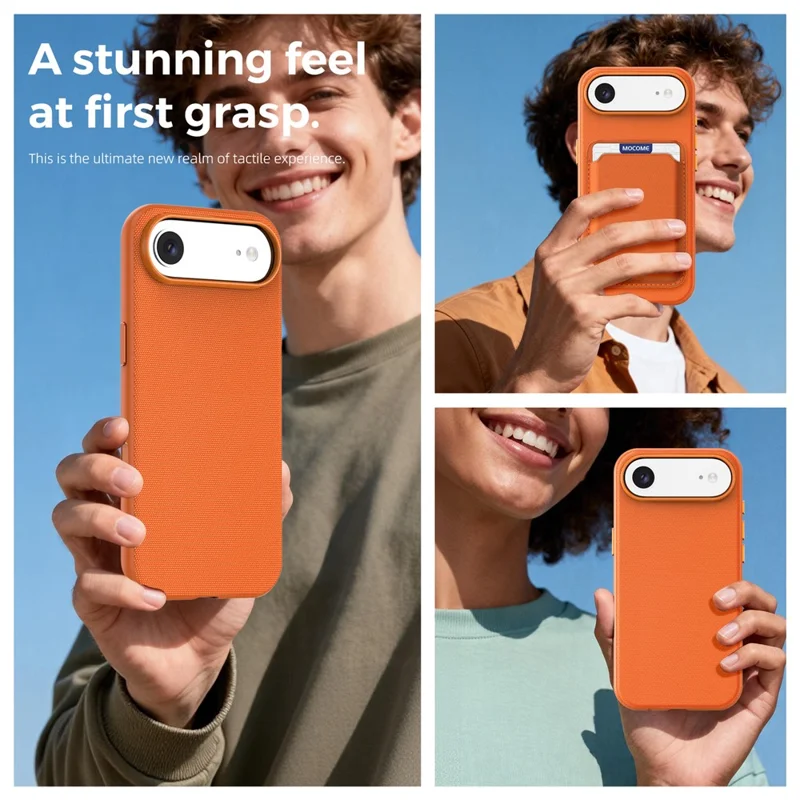 For iPhone Air Magnetic Case Tech Fabric Coated TPU + PC Anti-Drop Phone Cover - Orange