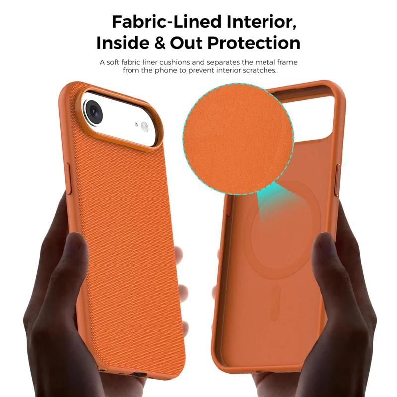 For iPhone Air Magnetic Case Tech Fabric Coated TPU + PC Anti-Drop Phone Cover - Orange