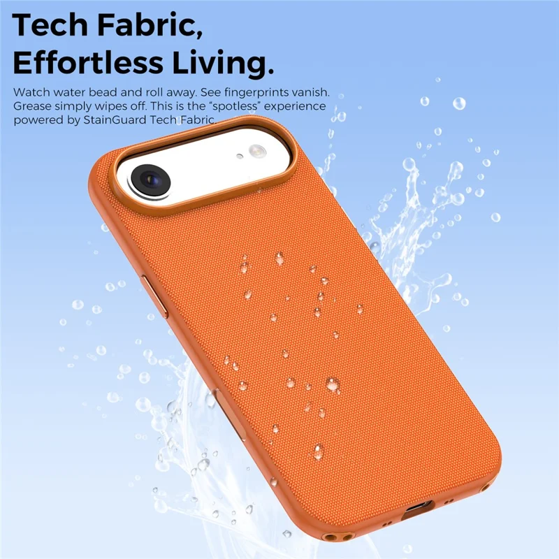 For iPhone Air Magnetic Case Tech Fabric Coated TPU + PC Anti-Drop Phone Cover - Orange