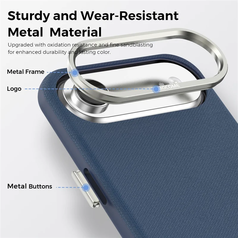 For iPhone Air Magnetic Case Fine Grid Texture Leather Back Phone Cover with Detachable Card Holder - Sapphire