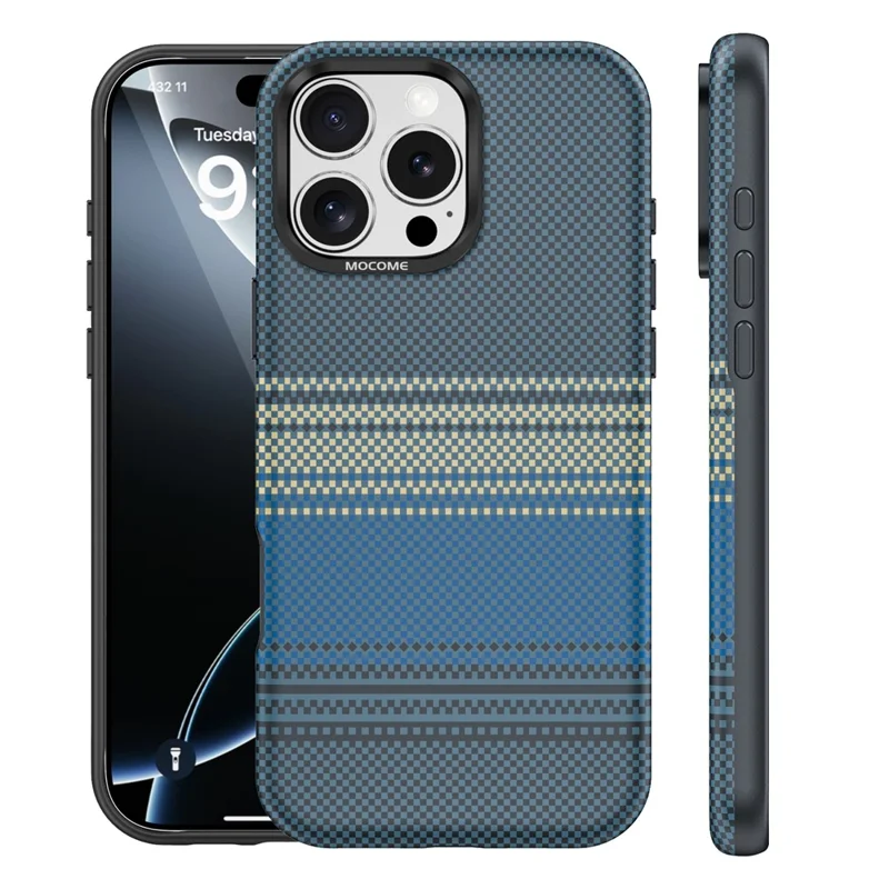 For iPhone 16 Pro Max Magnetic Case Gradient Rainbow Leather Coated TPU + PC Hybrid Shockproof Cover - Sapphire
