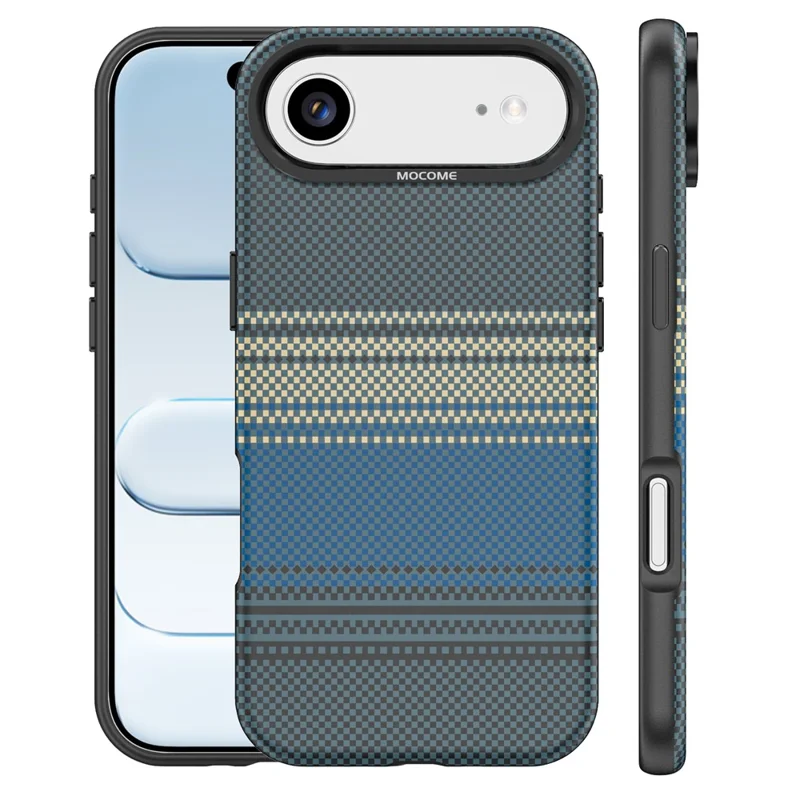 For iPhone Air Magnetic Case Gradient Rainbow Leather Coated TPU + PC Hybrid Shockproof Cover - Sapphire