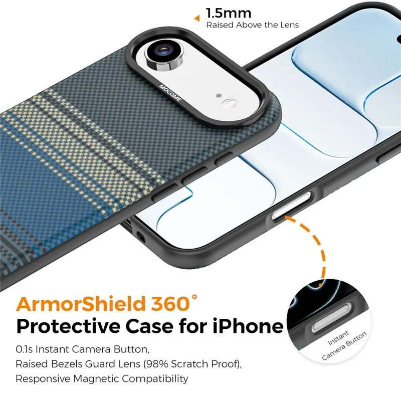 For iPhone Air Magnetic Case Gradient Rainbow Leather Coated TPU + PC Hybrid Shockproof Cover - Sapphire