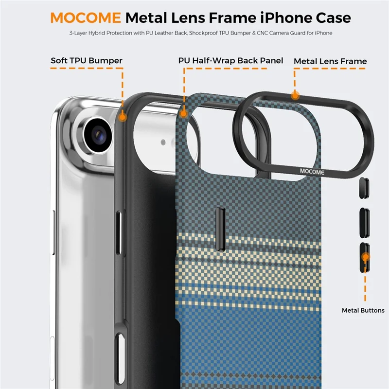 For iPhone Air Magnetic Case Gradient Rainbow Leather Coated TPU + PC Hybrid Shockproof Cover - Sapphire