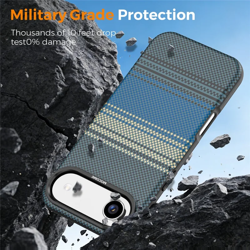 For iPhone Air Magnetic Case Gradient Rainbow Leather Coated TPU + PC Hybrid Shockproof Cover - Sapphire
