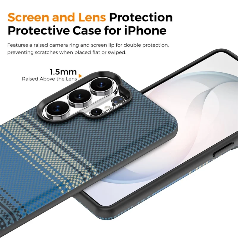 For Samsung Galaxy S26 Ultra Magnetic Case Gradient Rainbow Leather Coated TPU + PC Hybrid Shockproof Cover - Sapphire