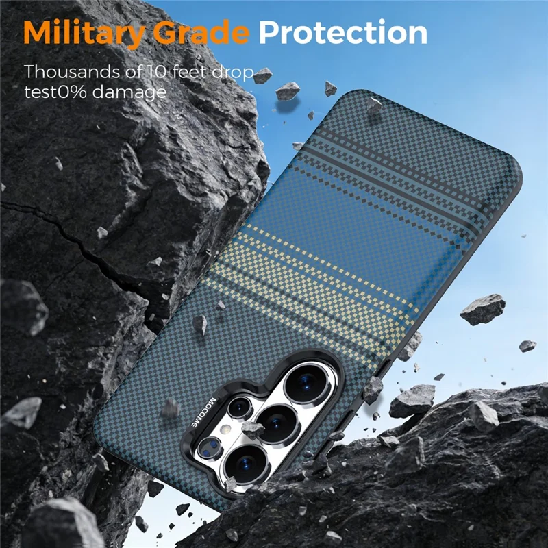 For Samsung Galaxy S26 Ultra Magnetic Case Gradient Rainbow Leather Coated TPU + PC Hybrid Shockproof Cover - Sapphire