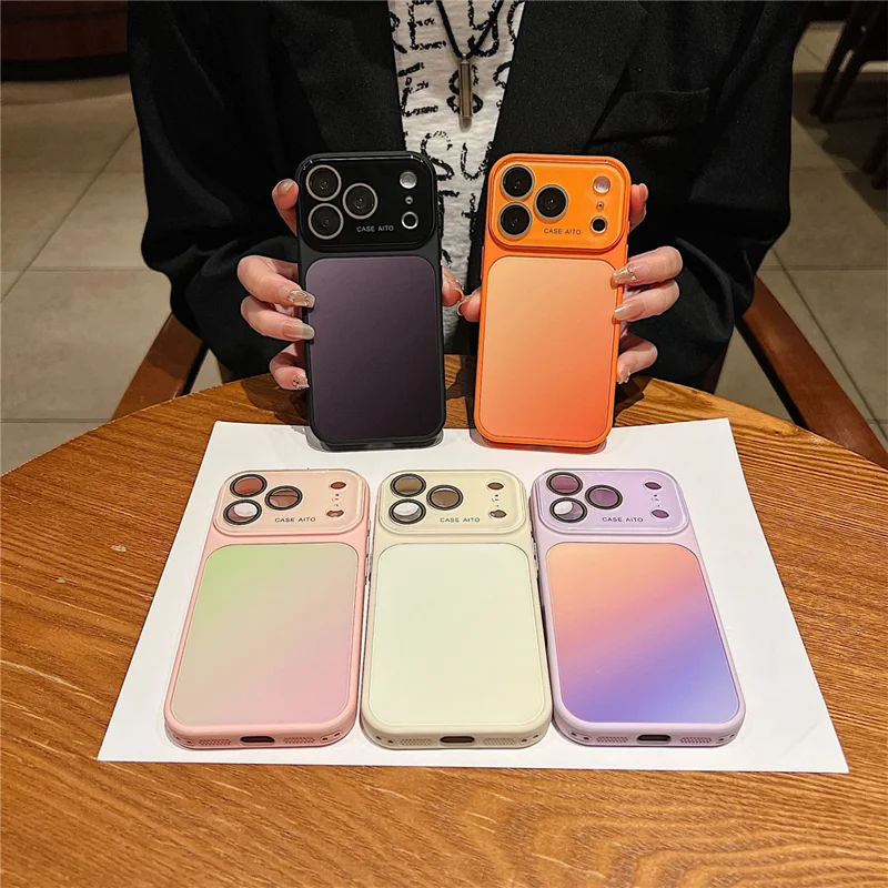 For iPhone 17 Pro Max Case Gradient TPU + PC Precise Cutout Protective Phone Cover with Lens Film - Orange Yellow
