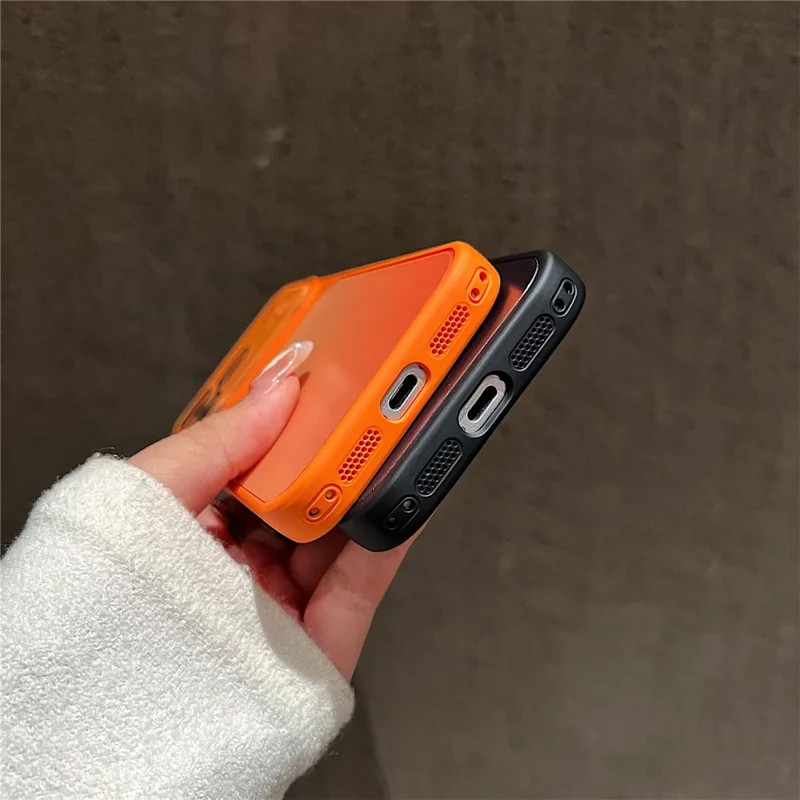 For iPhone 17 Pro Max Magnetic Case Gradient TPU + PC Precise Cutout Phone Cover with Lens Film - Orange Yellow