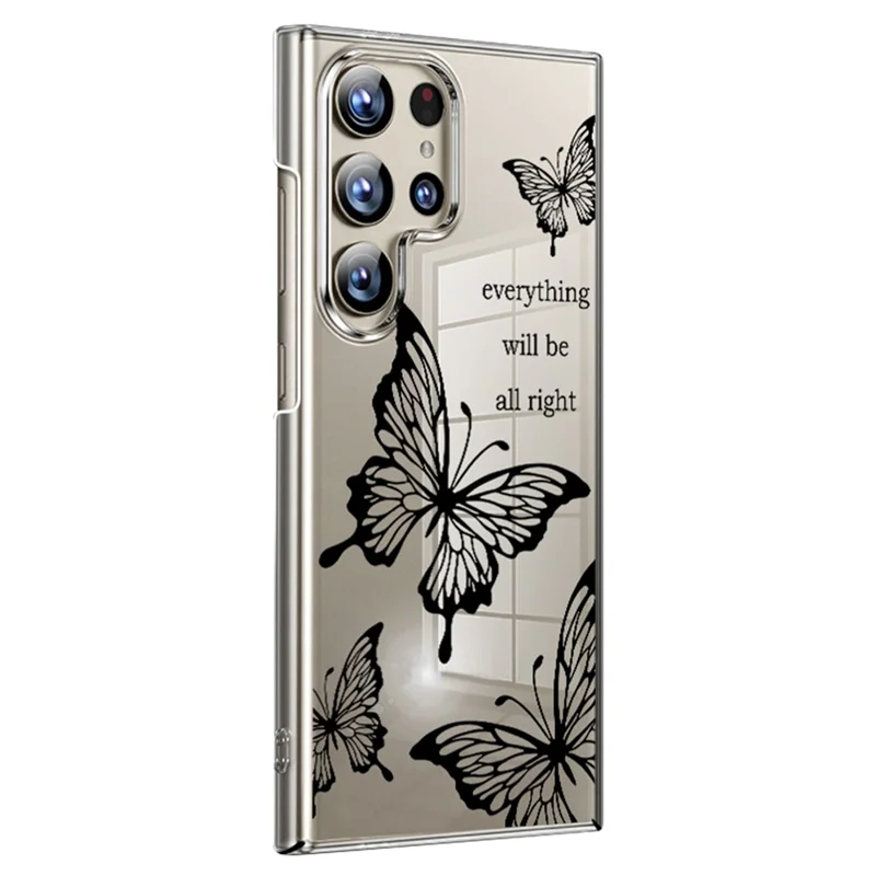 For Samsung Galaxy S25 Ultra Case Butterfly Floral Pattern UV Printing Clear Hard PC Protective Cover - GA339TRGM