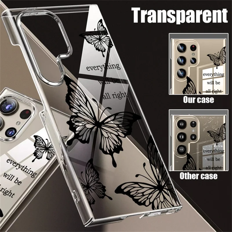 For Samsung Galaxy S25 Ultra Case Butterfly Floral Pattern UV Printing Clear Hard PC Protective Cover - GA339TRGM