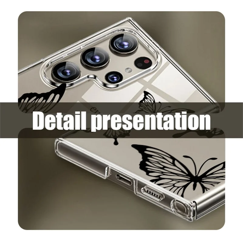 For Samsung Galaxy S25 Ultra Case Butterfly Floral Pattern UV Printing Clear Hard PC Protective Cover - GA339TRGM