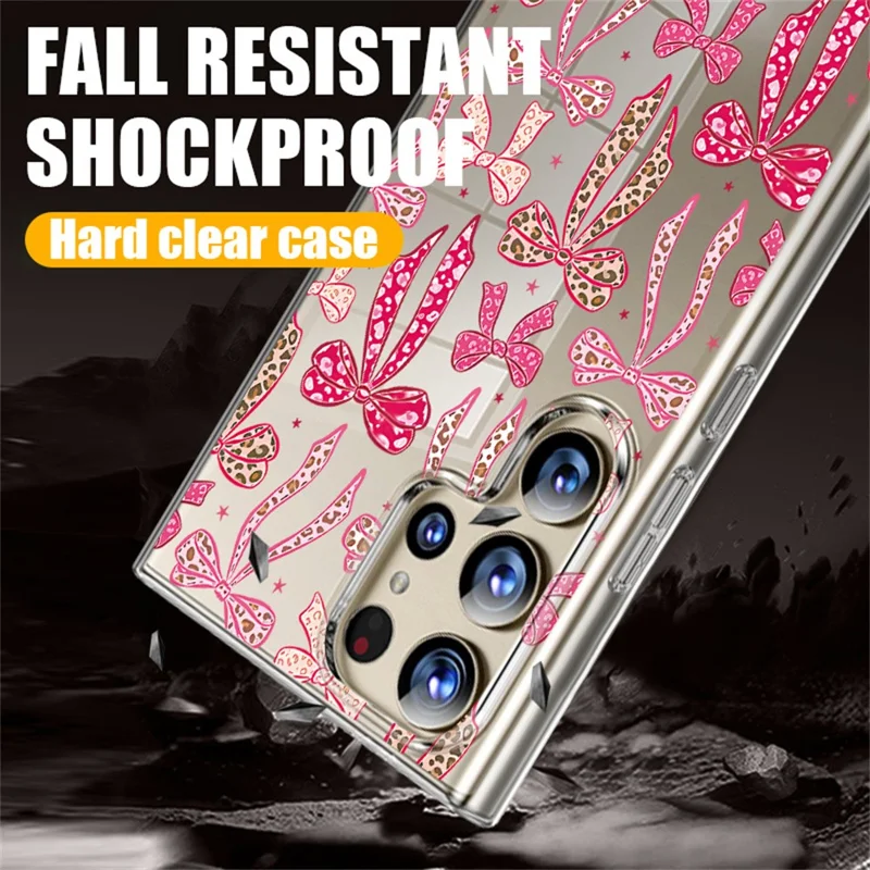 For Samsung Galaxy S26 Ultra Case UV Printed Bow Pattern Hard PC Protective Phone Cover - GB118TRGM