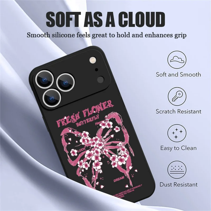 För iPhone 17 Pro Max Magnetisk Skal UV-tryckt Bågdesign Flytande Silikon Exakta Kamerahål Telefonhölje - PB497