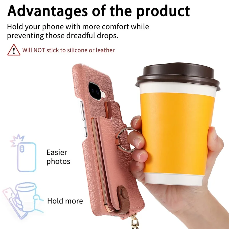 For Google Pixel 10a Case RFID Blocking Phone Wallet Cover Supports Magnetic Car Holder - Pink