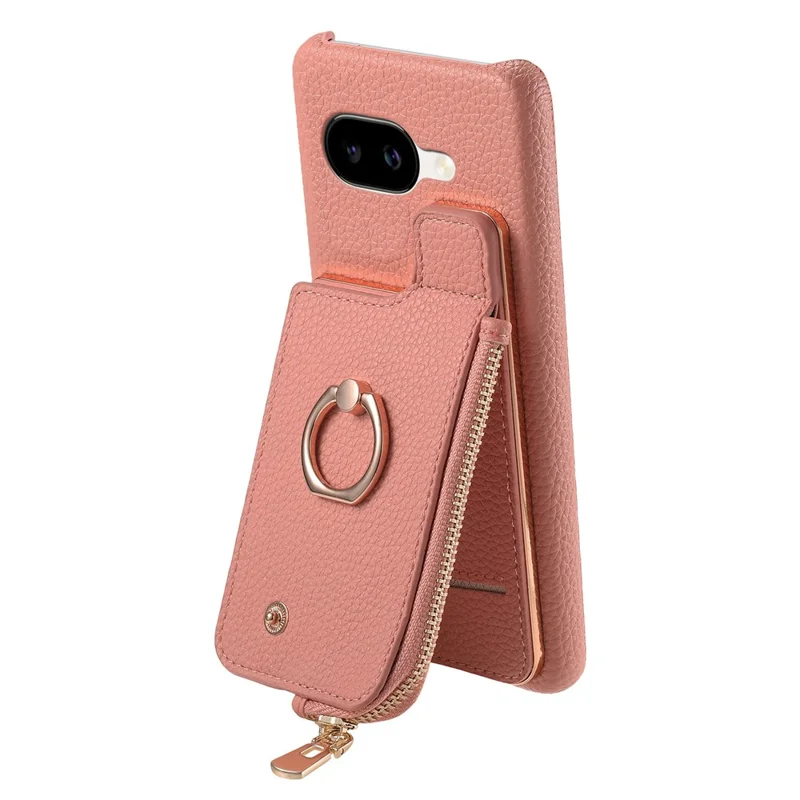 For Google Pixel 10a Case RFID Blocking Phone Wallet Cover Supports Magnetic Car Holder - Pink