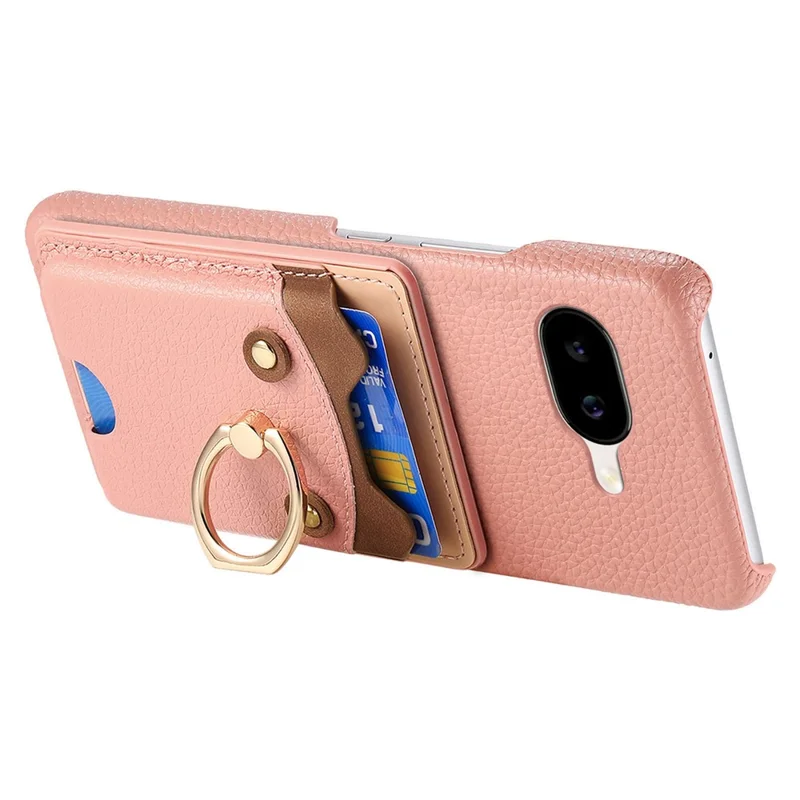 For Google Pixel 10a PU Leather Phone Back Cover with Cute Bear Design Card Holder - Pink