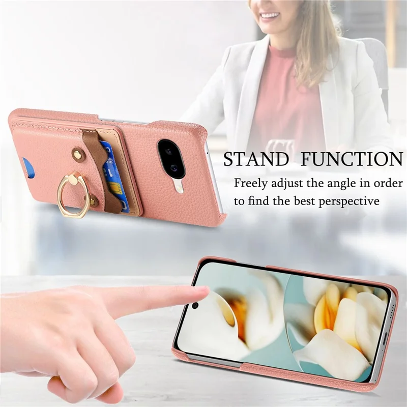 For Google Pixel 10a PU Leather Phone Back Cover with Cute Bear Design Card Holder - Pink