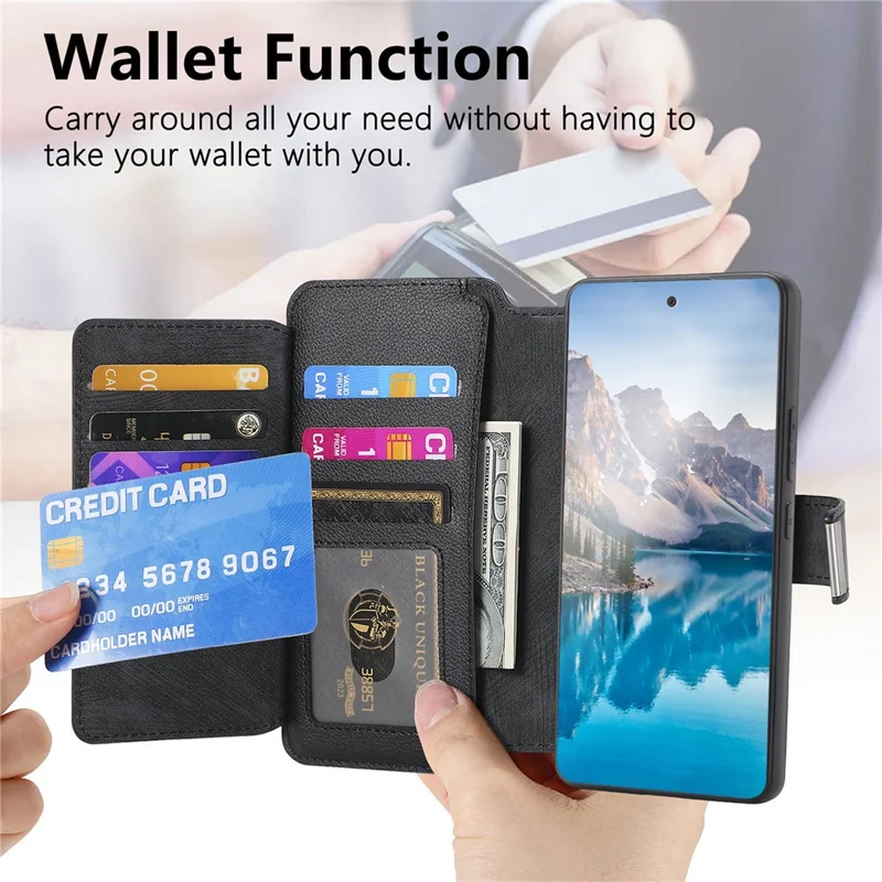 CASENEO MW-02 For Google Pixel 10a Case Detachable Magnetic Leather Flip Cover - Black