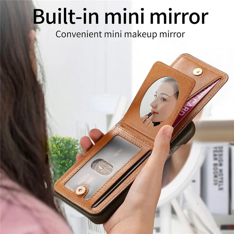 For Google Pixel 10a Case with Mirror Card Holder RFID Blocking Litchi Texture PU PC Phone Back Cover - Midnight Green