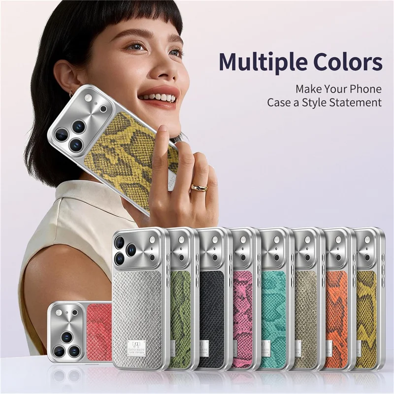 For iPhone 17 Pro Max Magnetic Case Snake Pattern Anti-Scratch PU Leather + PC + TPU Phone Cover - Yellow