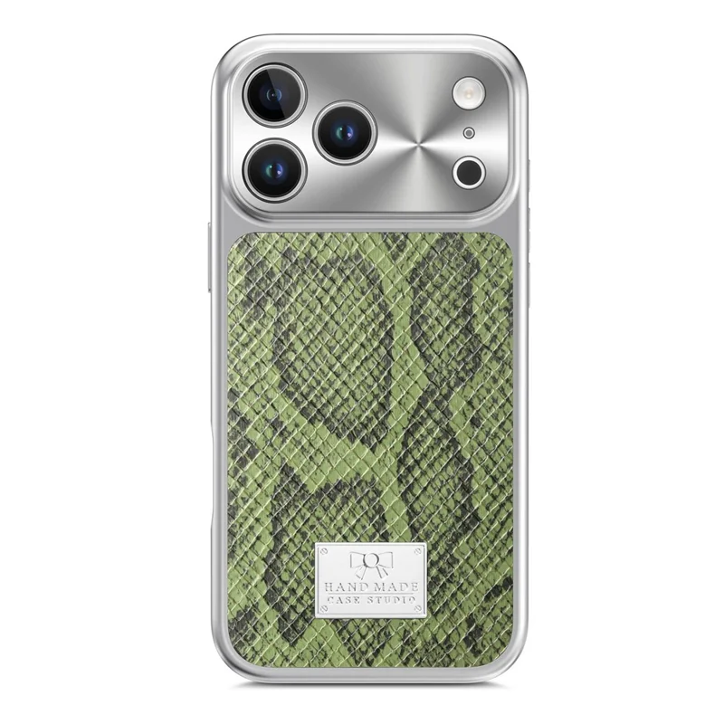 For iPhone 17 Pro Magnetic Case Snake Pattern Anti-Scratch PU Leather + PC + TPU Phone Cover - Green