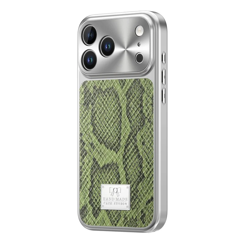 For iPhone 17 Pro Magnetic Case Snake Pattern Anti-Scratch PU Leather + PC + TPU Phone Cover - Green