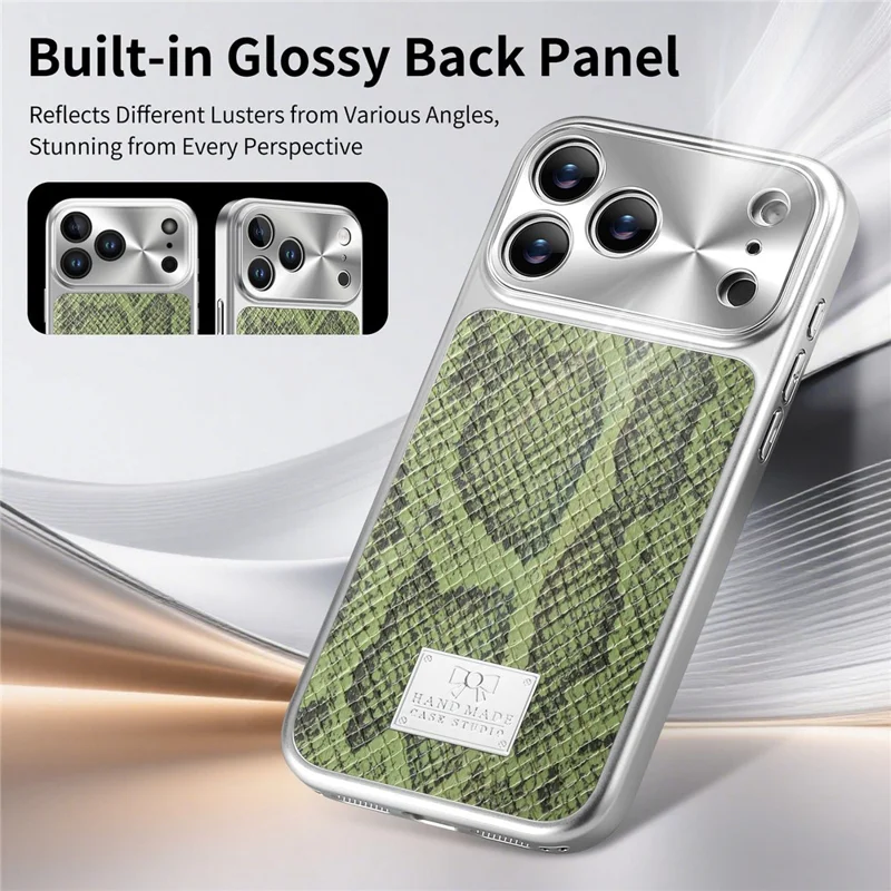 For iPhone 17 Pro Magnetic Case Snake Pattern Anti-Scratch PU Leather + PC + TPU Phone Cover - Green