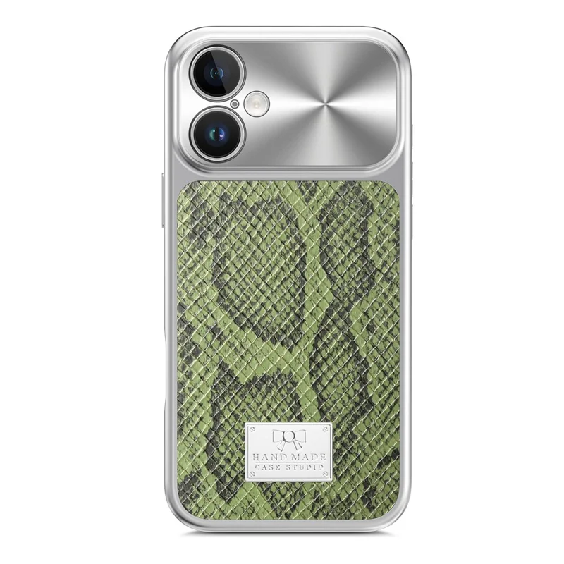 For iPhone 17 Magnetic Case Snake Pattern Anti-Scratch PU Leather + PC + TPU Phone Cover - Green